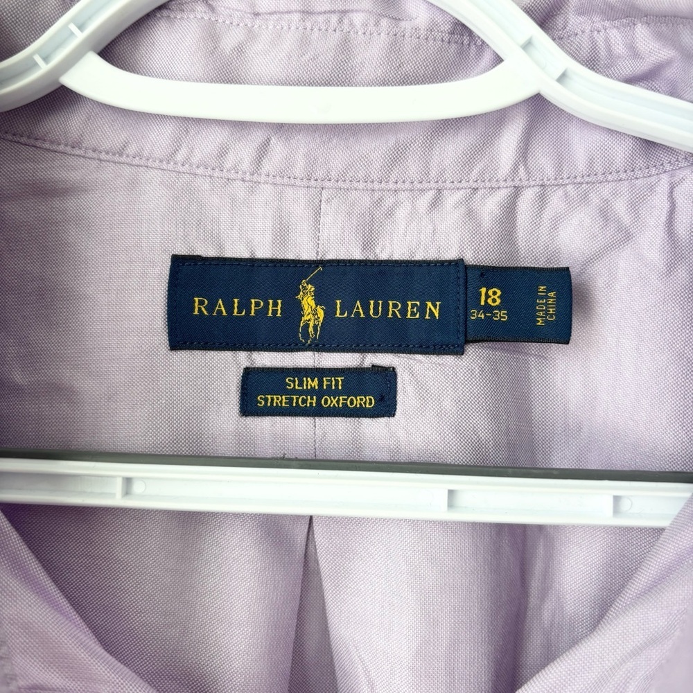 Ralph Lauren Slim Fit Stretch Oxford Men's Lavender Shirt Size 18 (XXL) - Picture 4 of 5